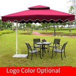 2.2m Iron 4-strand Umbrella With Marble Base Outdoor Sunshade Umbrella Courtyard Big Sunshade Image Property Platform Guard Station Sentry Platform Roman Umbrella Red