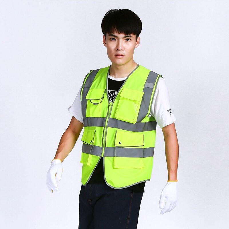 Reflective Vest Reflective Vest Safety Vest Safety Suit  Motorcycle Construction Riding Vest Fluorescent Yellow