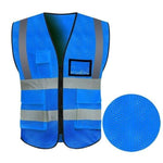 Dark Blue Breathable Mesh Multi Pocket Reflective Vest Traffic Protection Reflective Vest Warning Clothing Construction Road Maintenance