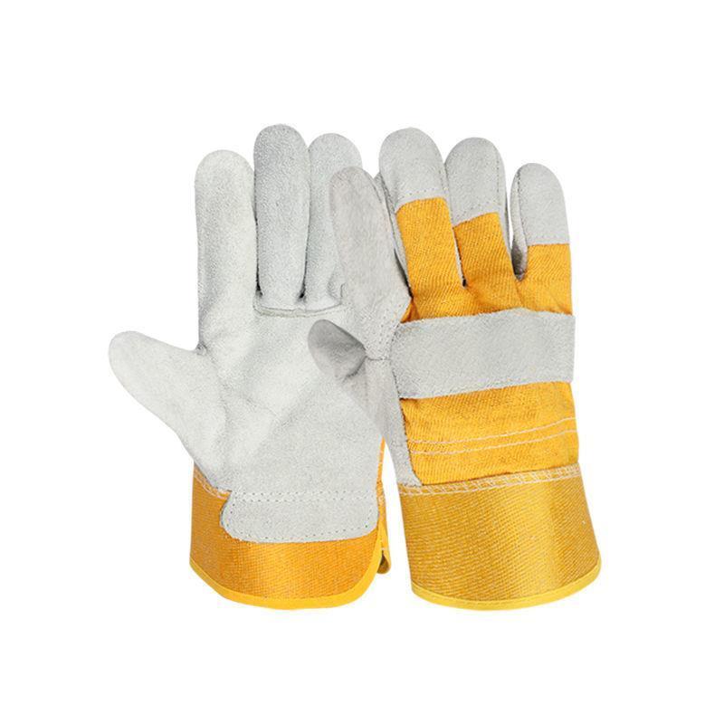 Short Cow Leather Welding Gloves Two Layer Cow Leather Welding Welder's Special Anti Scalding Wear Resistant Heat Insulation Labor Protection Gloves Palm