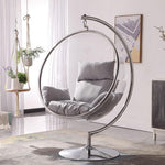 Hanging Basket Rattan Chair Nordic Wind Net Red Glass Ball Transparent Bubble Chair Hemispherical Hanging Chair Space Chair Acrylic Girl Heart Room Sitting Style (round) With Cushion And Lighting