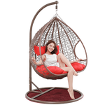 Double Basket Rattan Chair Hanging Household Hammock Indoor Leisure Balcony Swing Lazy Bird's Nest Drop Chair Cradle Chair Single White Flagship