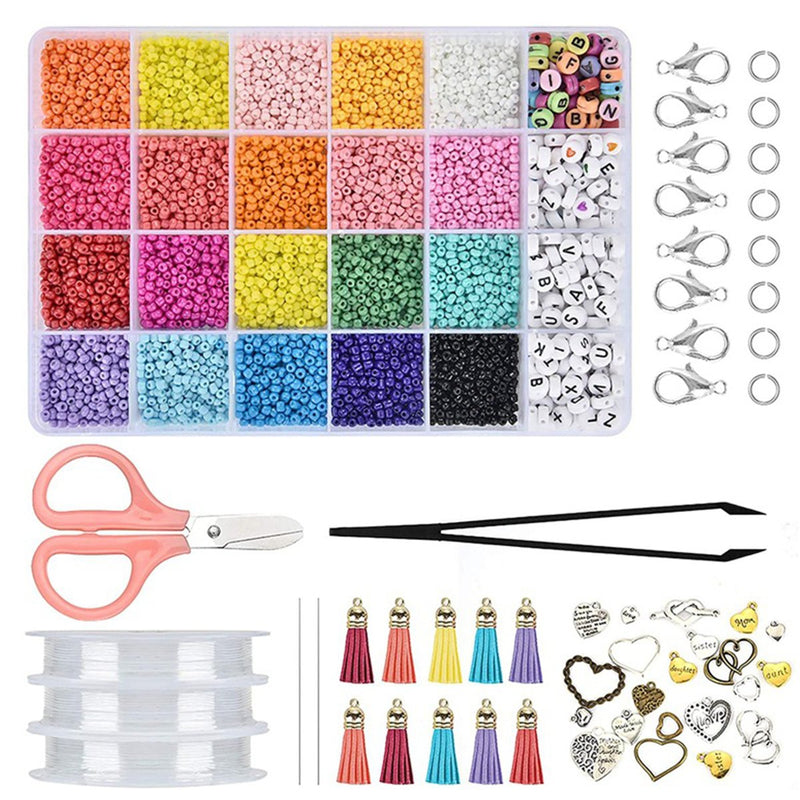 24 Grids Candy Color Diy Handmade Beads with Square Letter Beads for Jewelry Making, Necklaces, Bracelets (1200pcs)