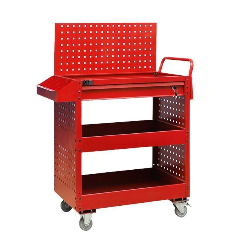 Mobile Trolley In Maintenance Tool Car Workshop Red Industrial Hand Hold Push Car
