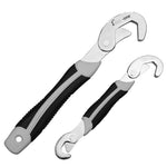 2-piece Multi Function Wrench Open End Adjustable Wrench Quick Pipe Wrench Hook Type Water Pump Pliers Round Pipe Wrench Tool (Gray Black)