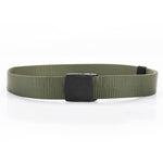 120cm Canvas Belt Men's Belt Smooth Buckle Youth Korean Version Iron Free Trouser Belt Automatic Buckle Leisure Outdoor Military Green