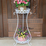 Flower Rack Balcony Green Pineapple Fleshy Flowerpot Rack Floor Type Indoor Living Room Flower Rack European Iron Multi-layer Black 70cm [hj-25]