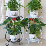 Flower Rack Balcony Green Pineapple Fleshy Flowerpot Rack Floor Type Indoor Living Room Flower Rack European Iron Multi-layer Black 70cm [hj-25]