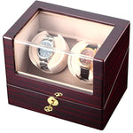 CHIYODA Automatic Double Watch Winder 100% Handmade Wooden Watch Box With Dual Quiet Mabuchi Motors, LCD Digital Display