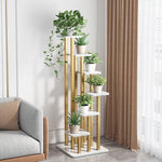 Flower Rack Home Balcony Flower Pot Indoor Iron Art Living Room Green Pineapple Fleshy Multi-layer Special Price 6-layer Rack White Texture + Gold Rack 40 * 123cm