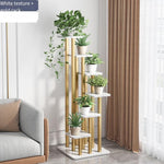 Flower Rack Home Balcony Flower Pot Indoor Iron Art Living Room Green Pineapple Fleshy Multi-layer Special Price 6-layer Rack White Texture + Gold Rack 40 * 123cm