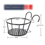 Balcony Flower Rack Hanging Railing Windowsill Single Flower Rack Protective Fence Hanging Flower Pot Indoor Shelf Decoration Shelf Hanging Blue-green Basket Flower Rack Large Single Black