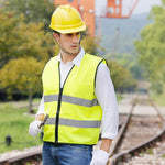 ECVV Reflective Safety Vest High Visibility Breathable Vest with 2-inch Reflective Strips for Construction Sanitation Worker Emergency L Size Fluore