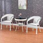 Rattan Chair Three Piece Set Balcony Table And Chair Tea Table Simple Leisure Back Chair Outdoor Off White Two Chairs One Table
