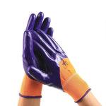 Nitrile Semi Dipped Rubber Gloves Wear Resistant Oil Resistant Acid And Alkali Resistant Protective Gloves Working Labor Protection Gloves Purple 12 Pairs M Size