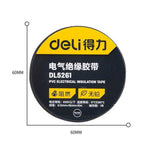 Deli 50 Rolls Insulation Tape (Black) 0.13mm*18mm*20m Tape DL5261B