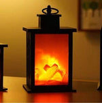 Flame Lamp Simulation Charcoal LED Fireplace Lamp Portable Hanging Light Lantern Retro