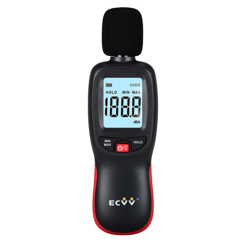 ECVV Sound Level Meter Portable Digital Noise Meter Tester with LCD Backlight Display Decibel Meter with Data Record Function Measuring Range 30~130dBA