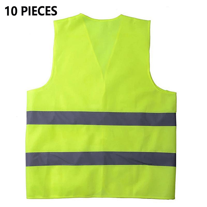 ECVV 10Pieces/Bag Reflective Vest Working Vest High Visibility Day Night Warning Safety Vest, Traffic, Construction Safety Clothing